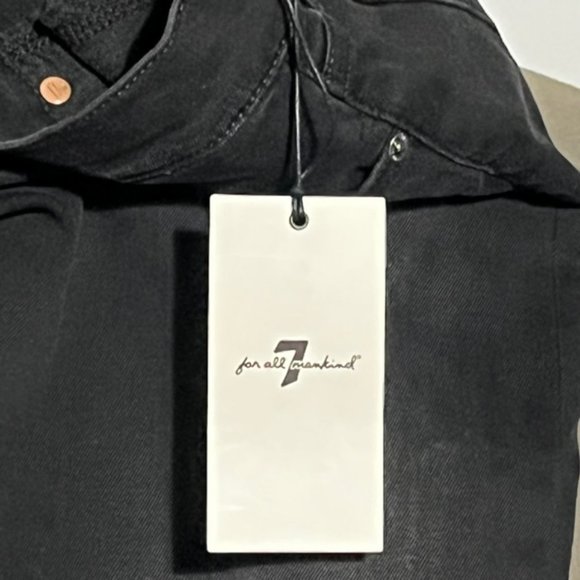 7 FOR ALL MANKIND Black Distressed Ankle Skinny Jeans Size 31 NWT - Picture 10 of 15